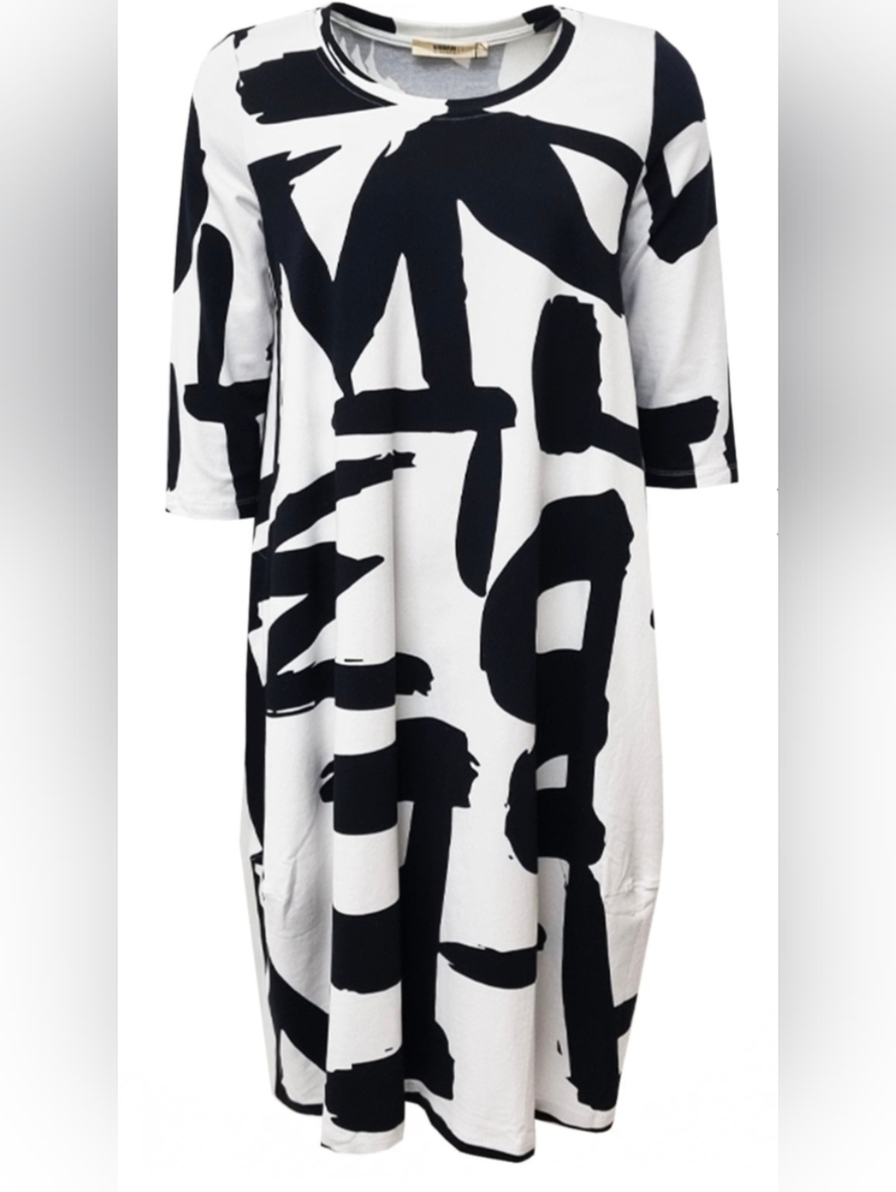 Alembika Black And White Graphic Print Dress / Tunic